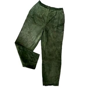 Vtg Carlisle Leather Suede Pleated High Rise Tapered Pants Womens M Forest Fairy